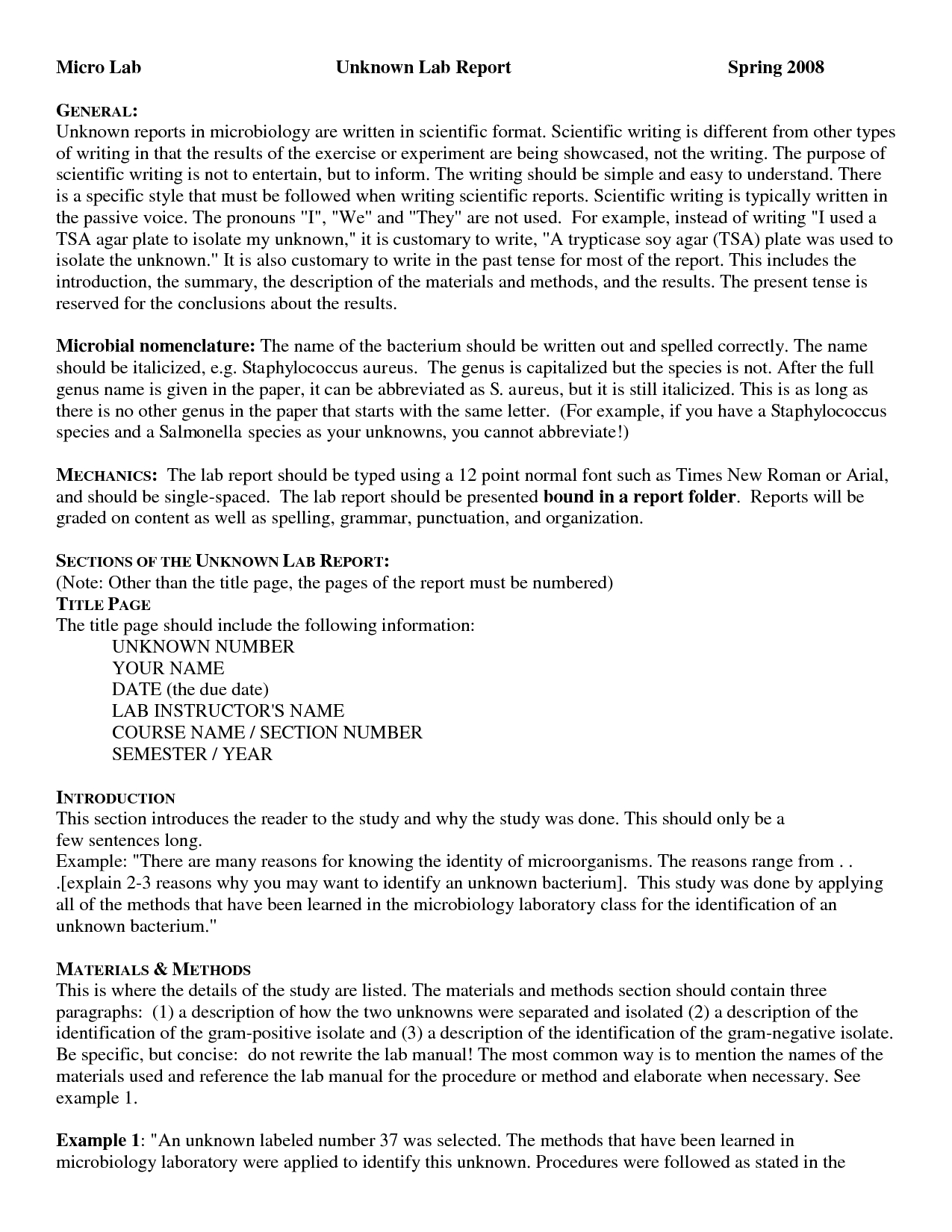 Microbiology Lab Reports Vita Bar S D | Microbiology With Section 37 Report Template