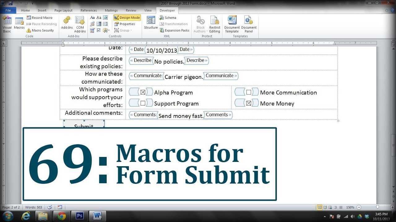 Microsoft Word: Create A Submit Form Button Pertaining To Button Template For Word