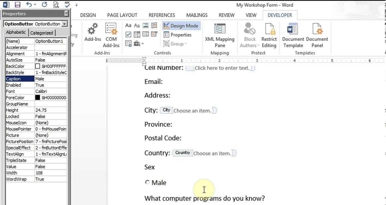 Microsoft Word - Create Form (Office 2007/2010/2013/2016 with regard to Word 2010 Templates And Add Ins Microsoft Word – Create Form (Office 2007/2010/2013/2016 With Regard To Word 2010 Templates And Add Ins