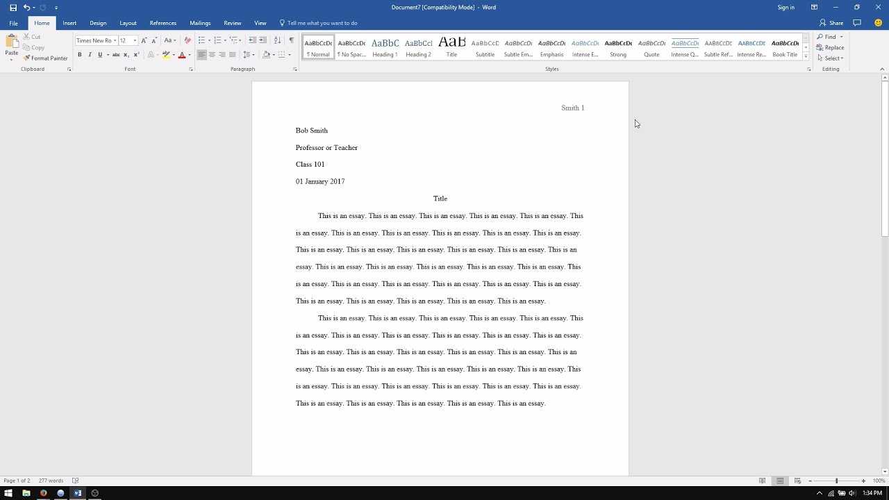 Microsoft Word: How To Set Up An Mla Format Essay (2017) With Regard To Mla Format Word Template