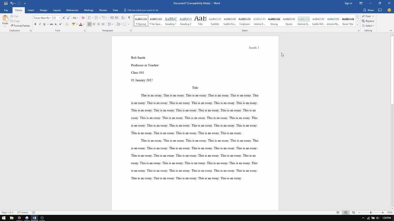 Microsoft Word: How To Set Up An Mla Format Essay (2017) With Regard To Mla Format Word Template