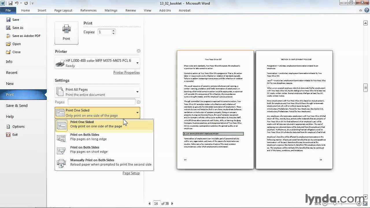 Microsoft Word Tutorial: How To Print A Booklet | Lynda For Word 2013 Brochure Template