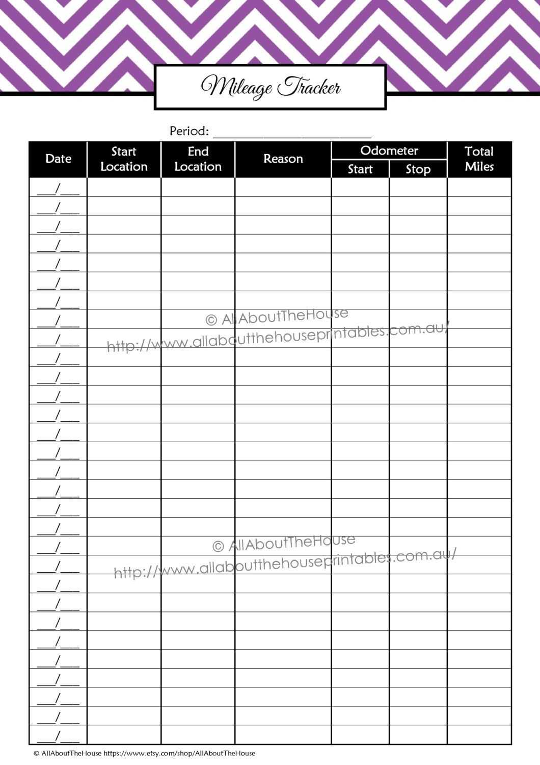 Mileage Log Tracker Business Printable Direct Sales For Mileage Report Template