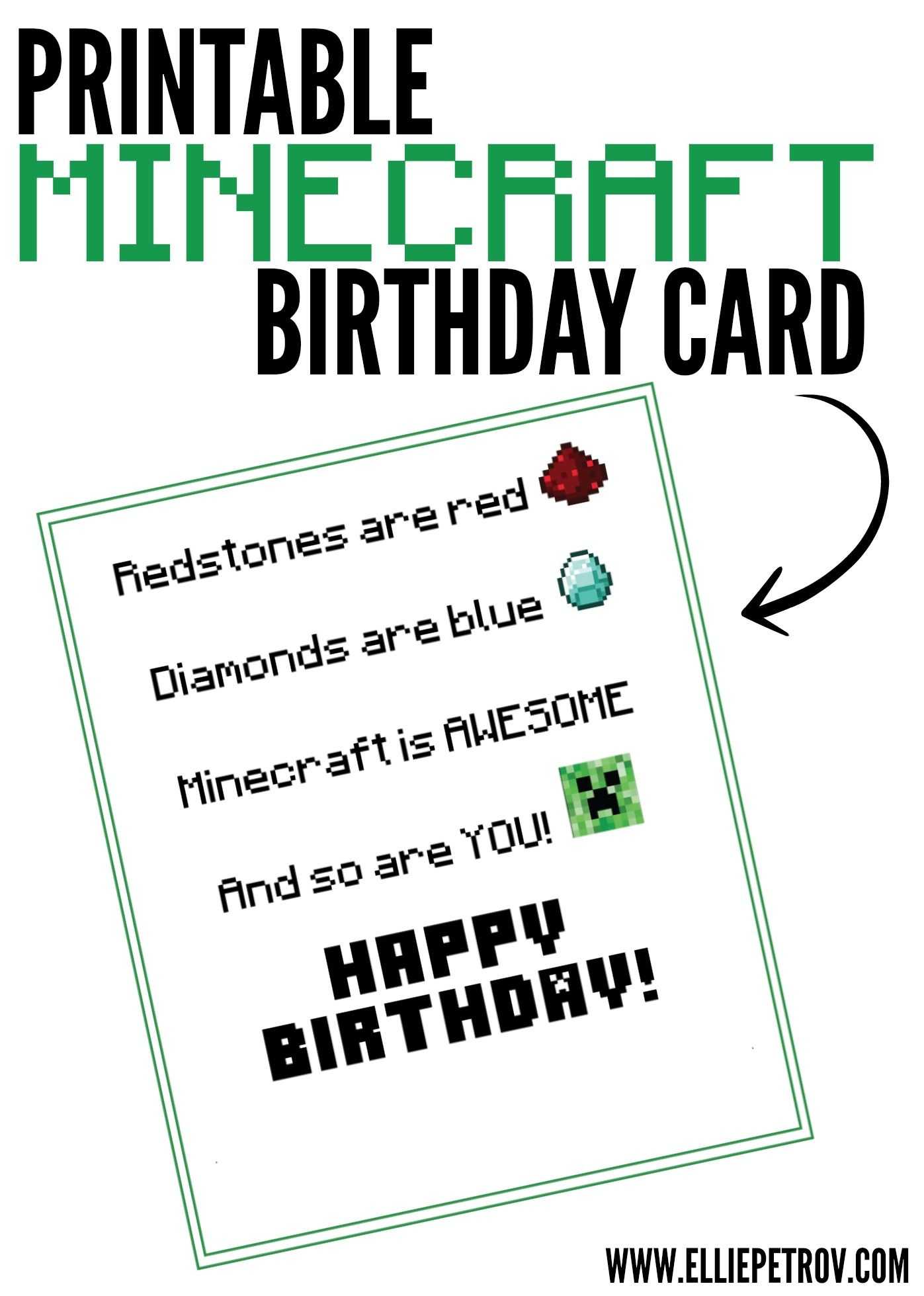 Minecraft Birthday Party To Go | Minecraft Birthday Card Within Minecraft Birthday Card Template
