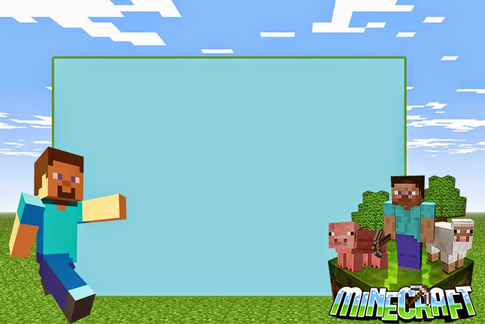 Minecraft: Free Printable Invitations. | Party Ideas In Minecraft Birthday Card Template