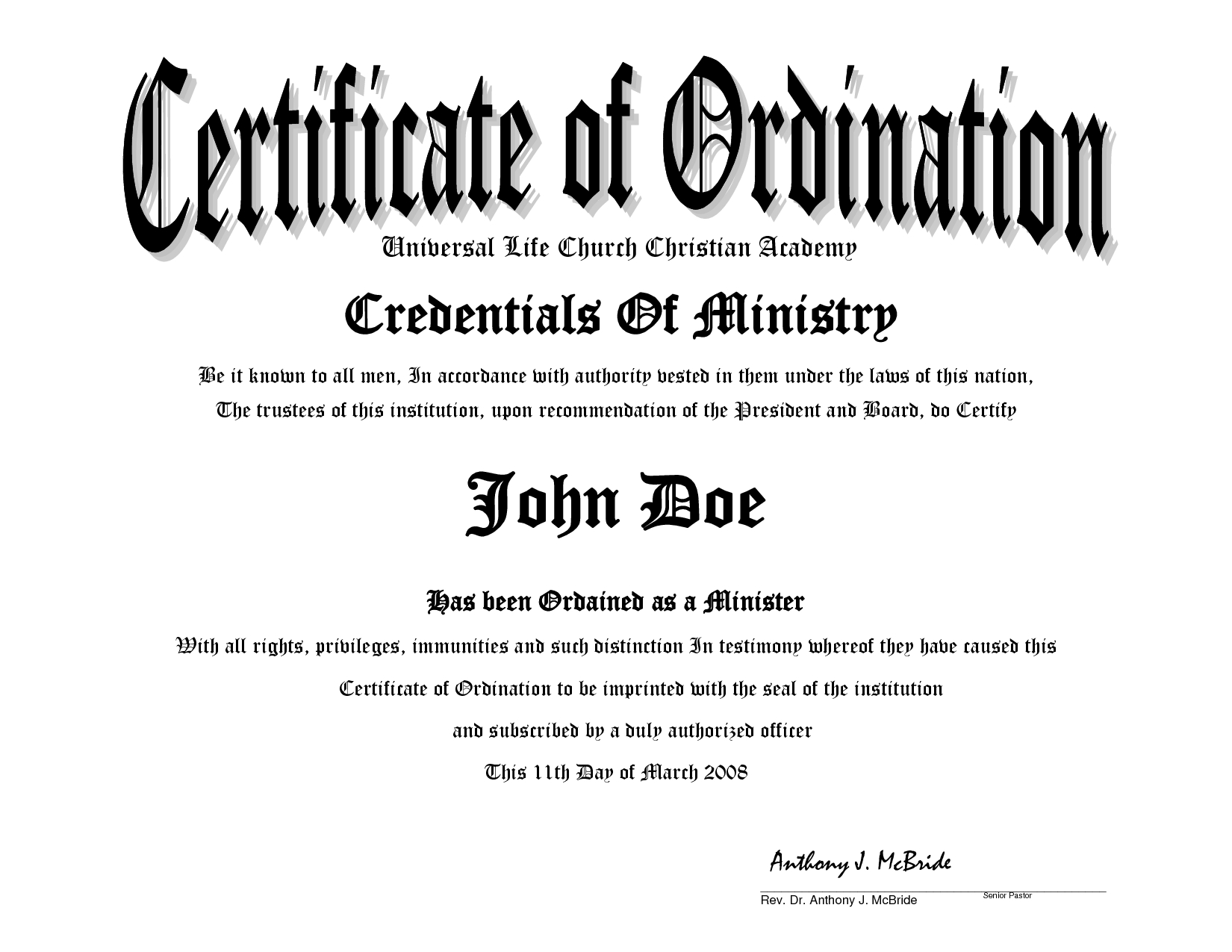 Minister License Certificate Template 10 Best Images Of Regarding Certificate Of Ordination Template