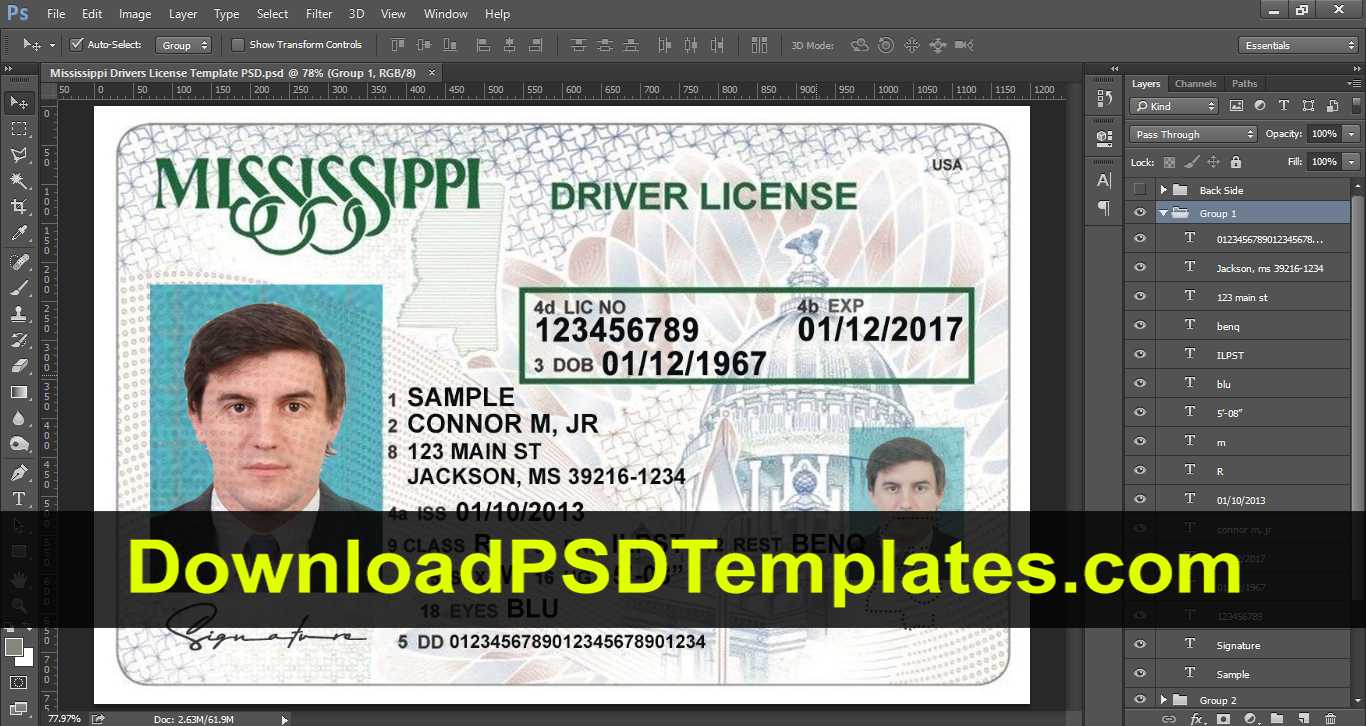 Mississippi Drivers License Template Psd Regarding Blank Drivers License Template