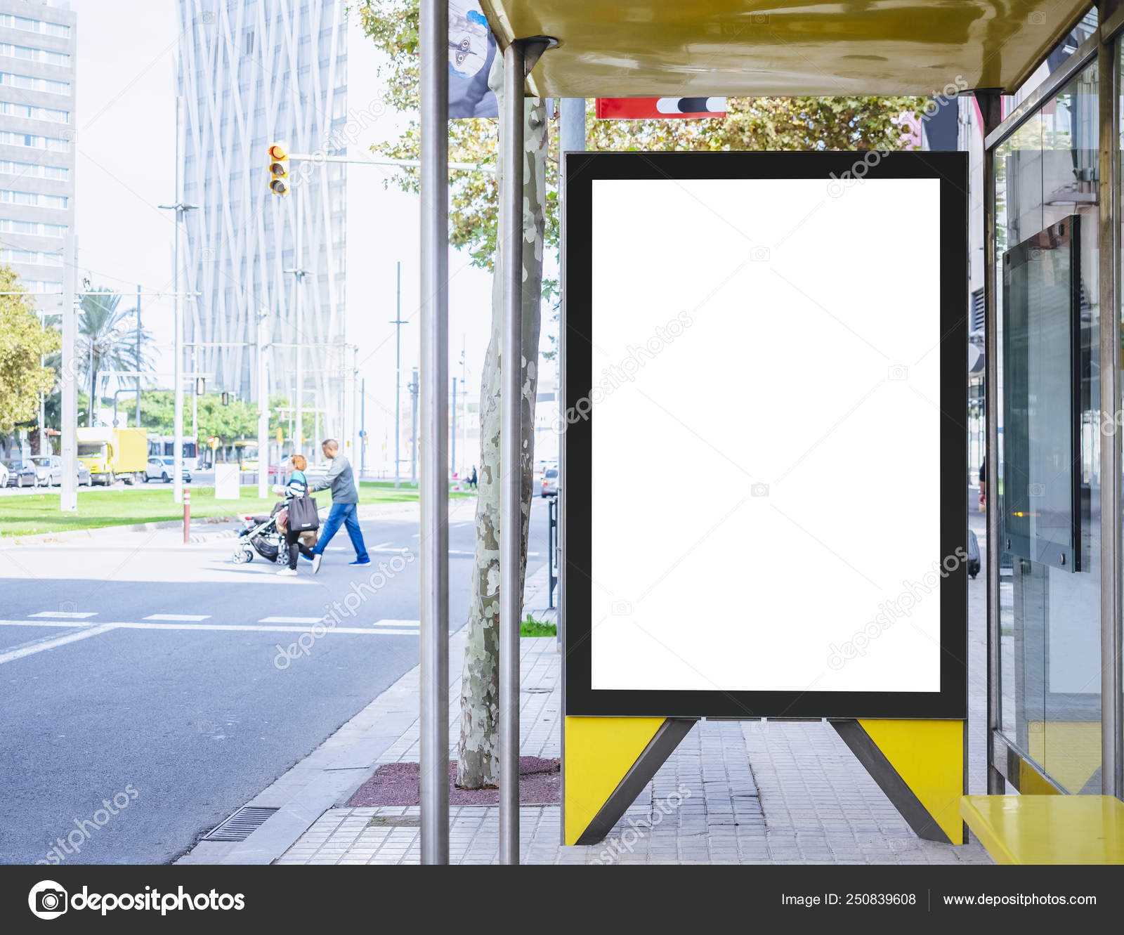 Mock Up Banner Template At Bus Shelter Media Outdoor City Regarding Street Banner Template