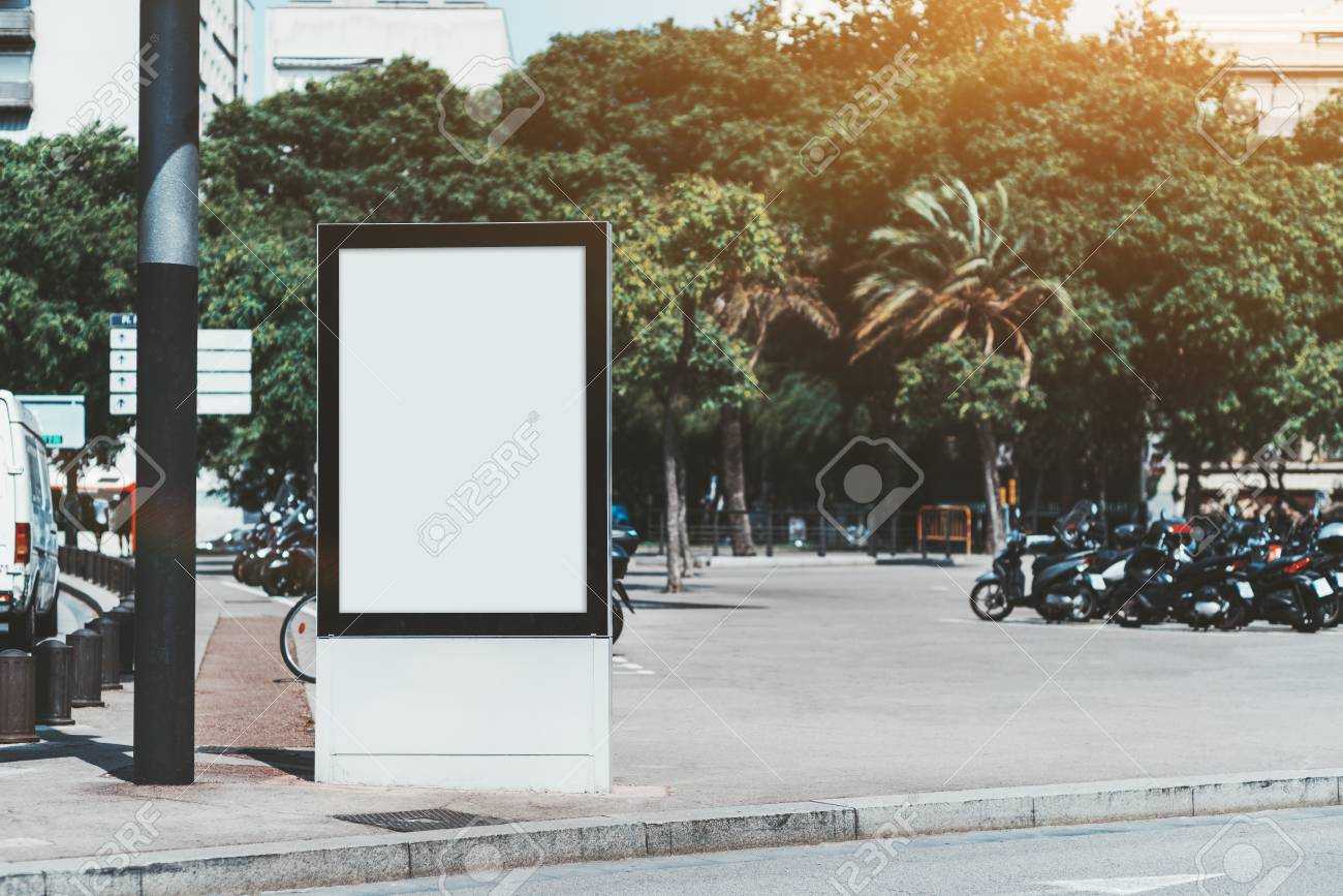Mockup Of The Blank Information Poster In Urban Settings; An.. Intended For Street Banner Template