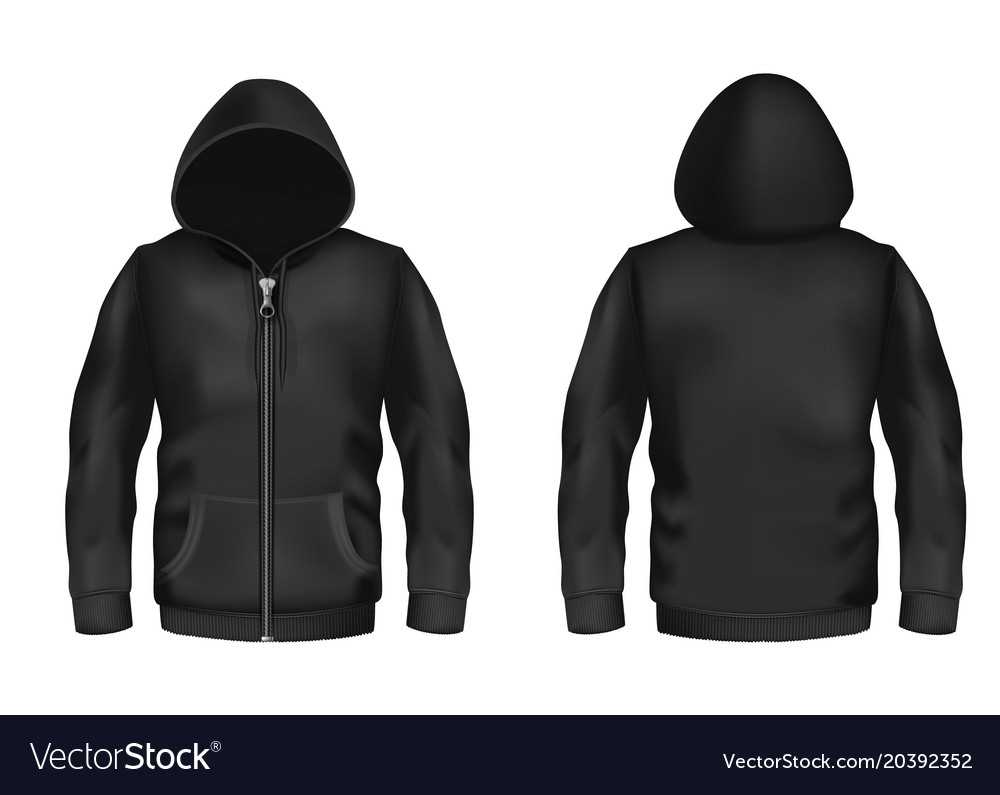 Mockup With Realistic Black Hoodie Vector Image Within Blank Black Hoodie Template