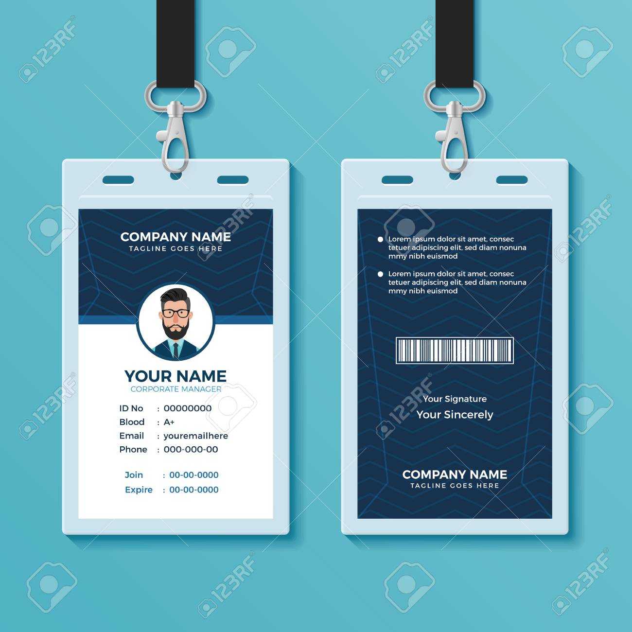 Modern And Clean Id Card Design Template Inside Portrait Id Card Template