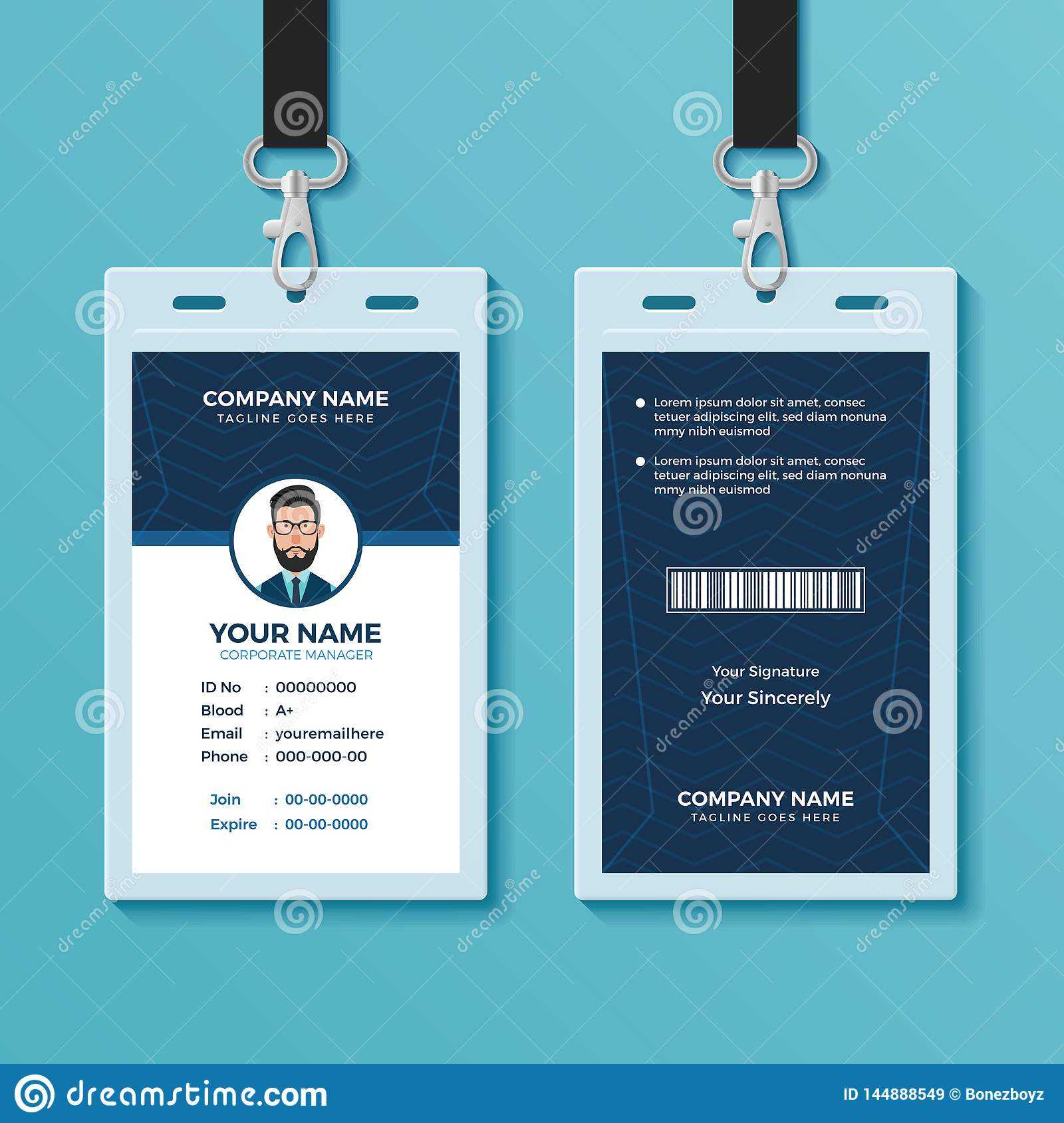 Modern And Clean Id Card Design Template Stock Vector Intended For Conference Id Card Template