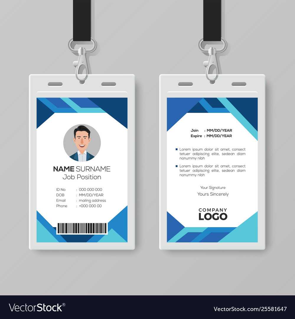 Modern Blue Id Card Design Template With Regard To Photographer Id Card Template