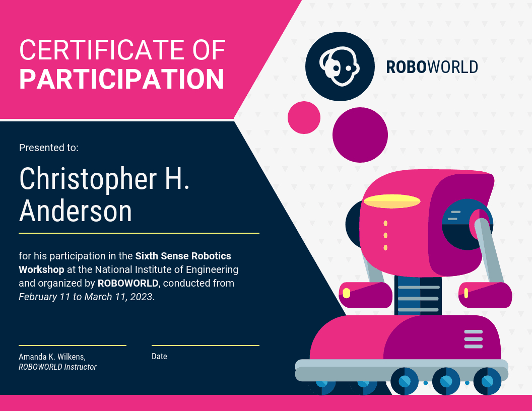 Modern Certificate Of Participation Template Template Throughout Certificate Of Participation In Workshop Template