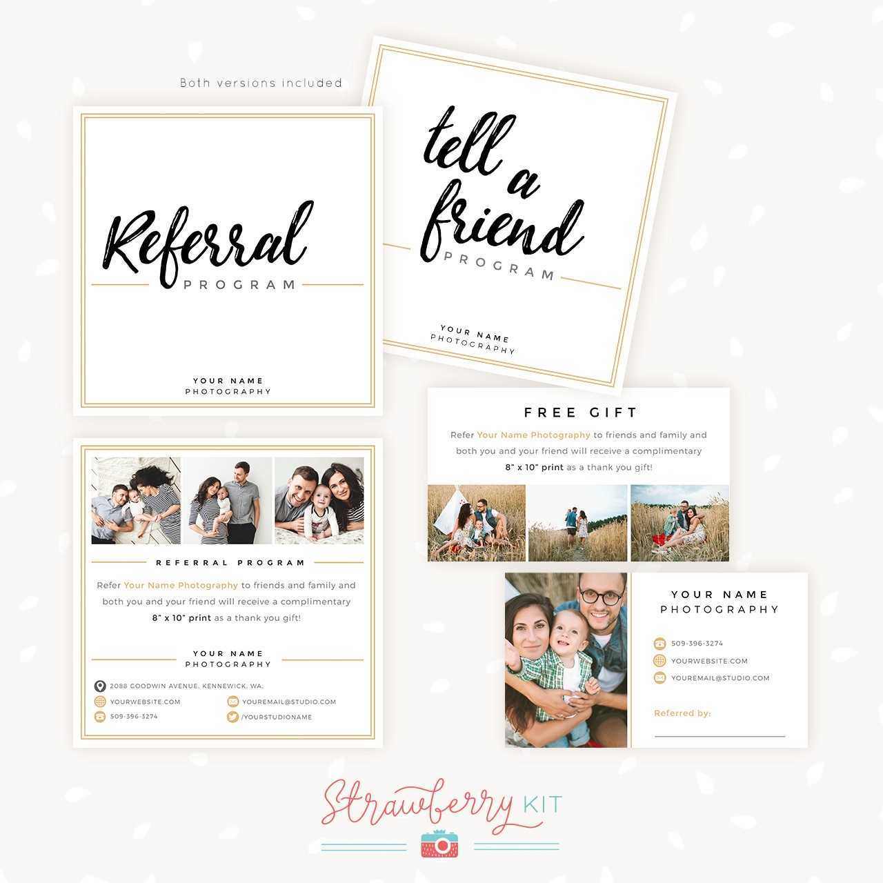 Modern Hand Lettering Referral Card Set - Strawberry Kit Regarding Referral Card Template Free