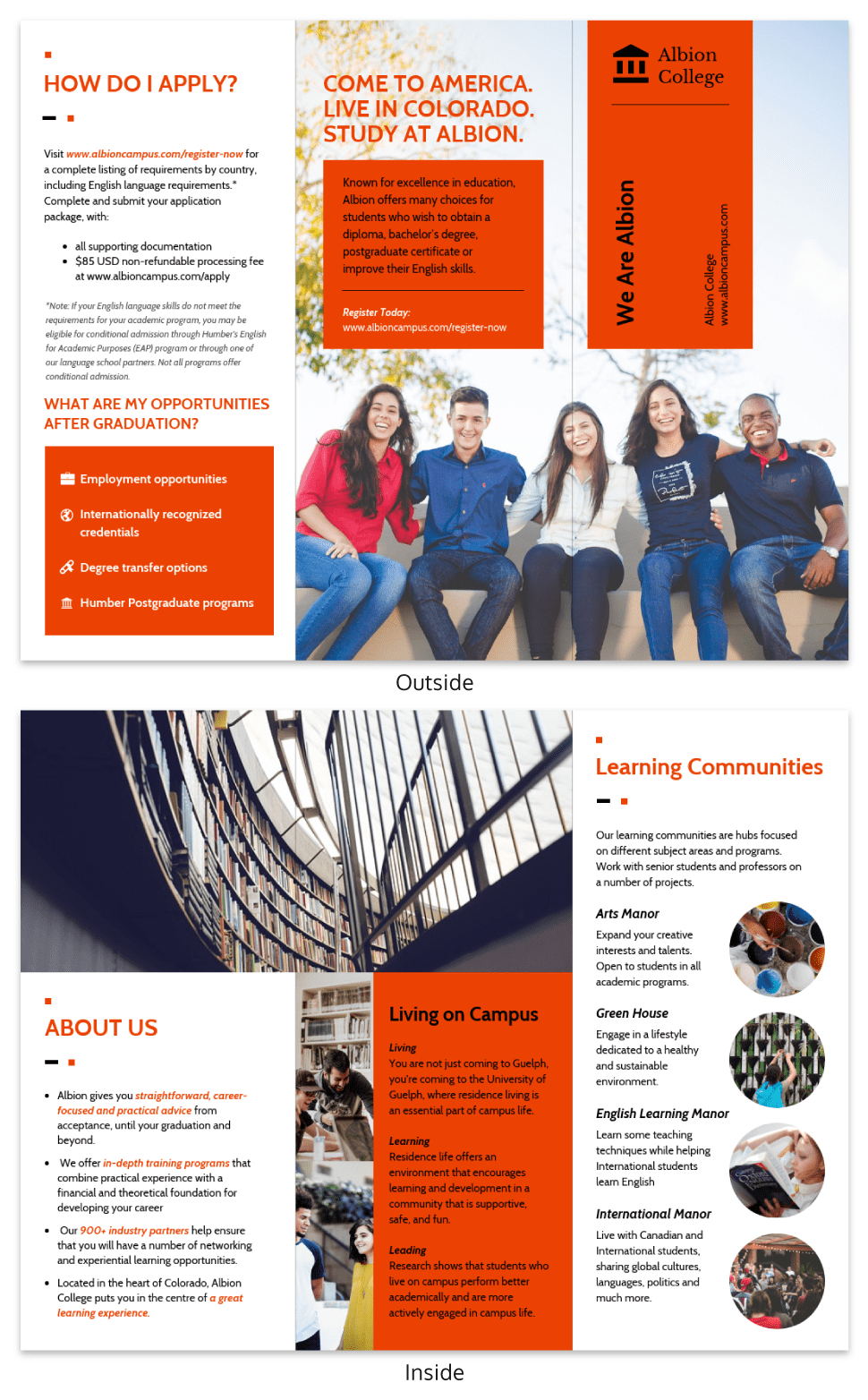 Modern Orange College Tri Fold Brochure Template Template Inside Student Brochure Template