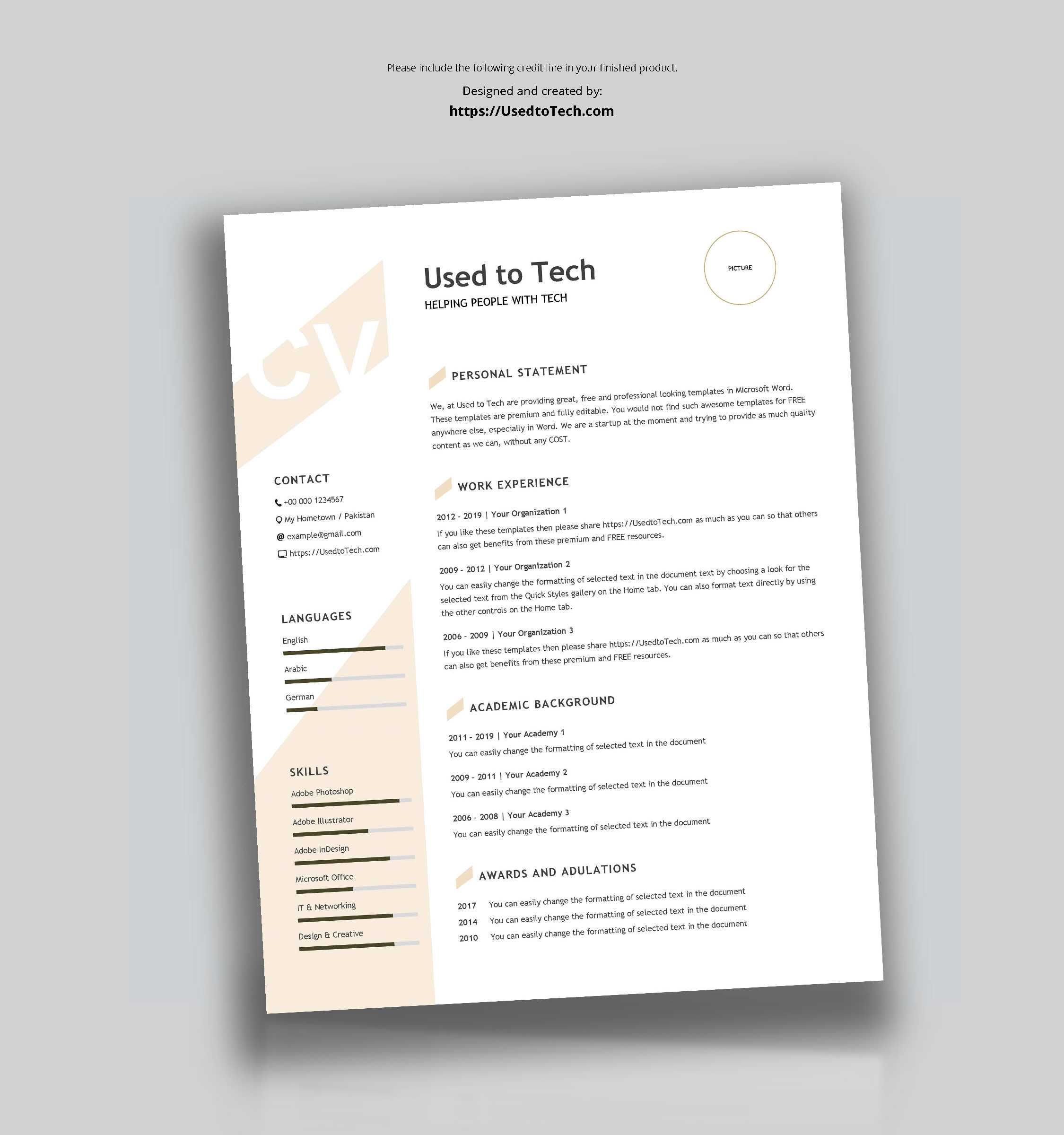 Modern Resume Template In Word Free – Used To Tech In Resume Templates Microsoft Word 2010