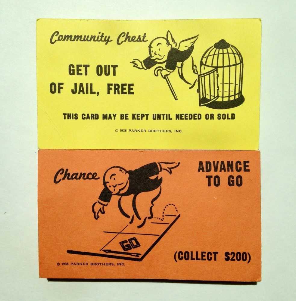 Monopoly Replacement Chance & Community Chest Cards Full Set Pertaining To Get Out Of Jail Free Card Template