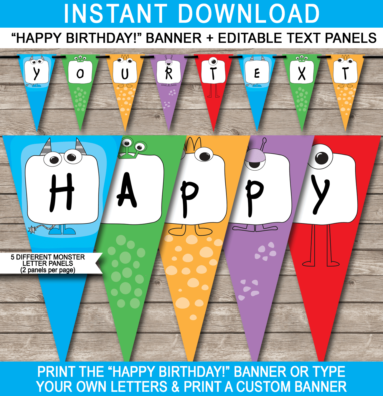 Monster Party Banner Template Pertaining To Free Printable Happy Birthday Banner Templates