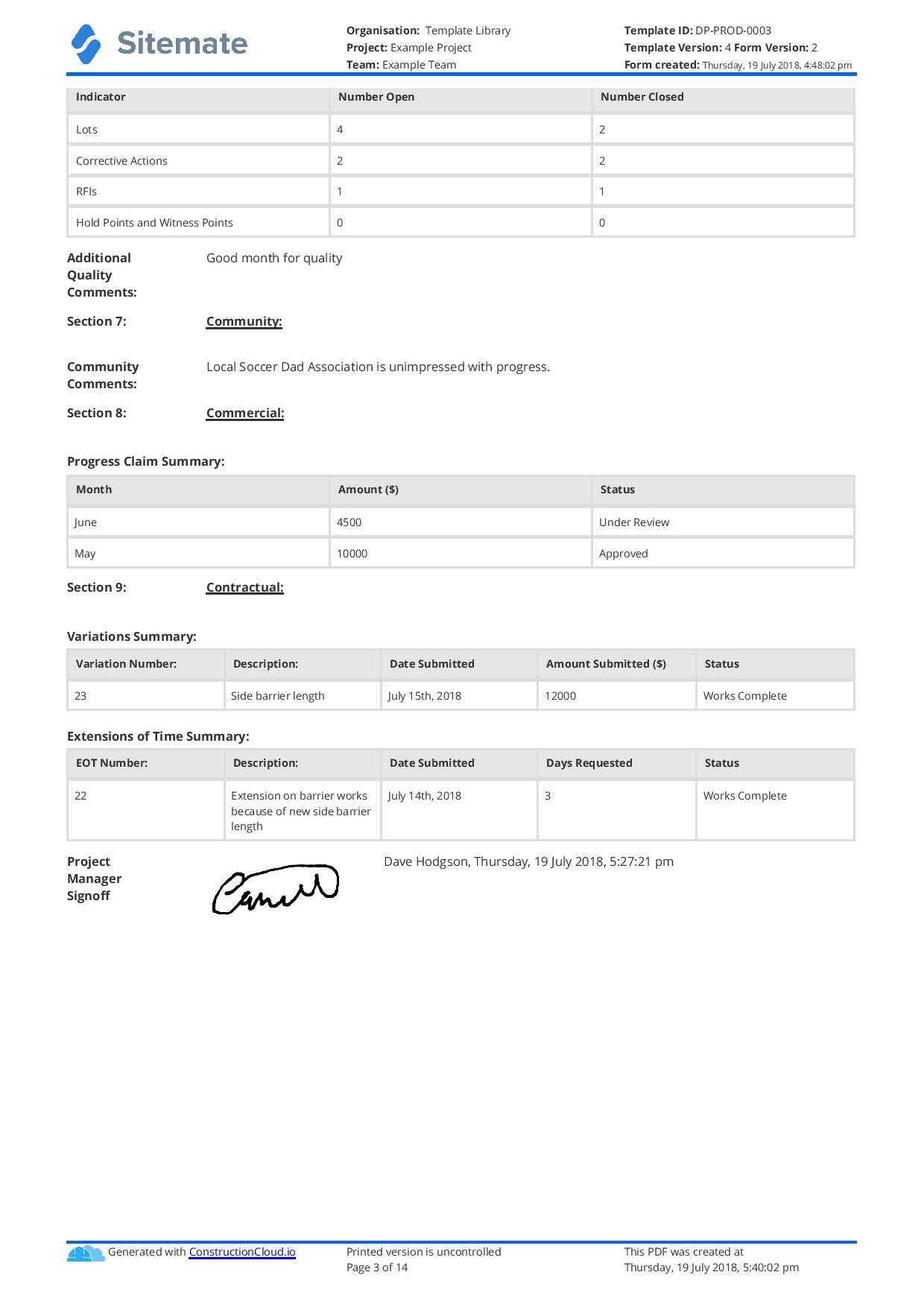 Monthly Construction Progress Report Template: Use This Pertaining To Site Progress Report Template