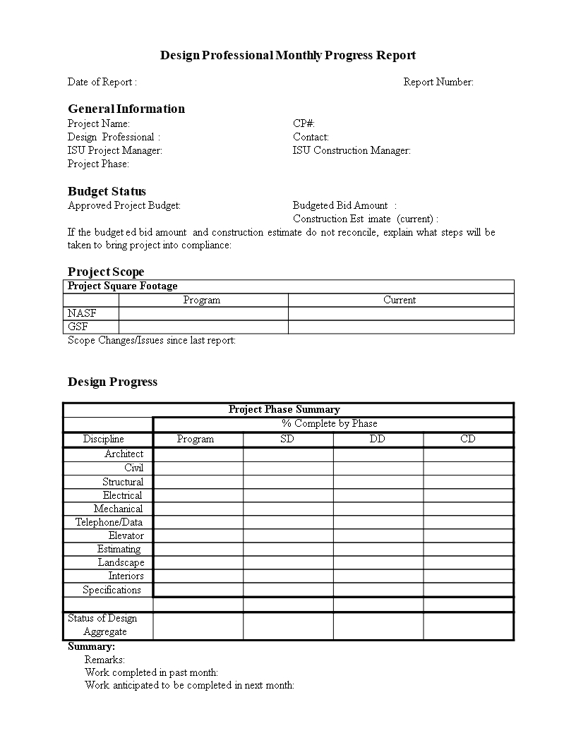 Monthly Progress Report In Word | Templates At Throughout Monthly Project Progress Report Template