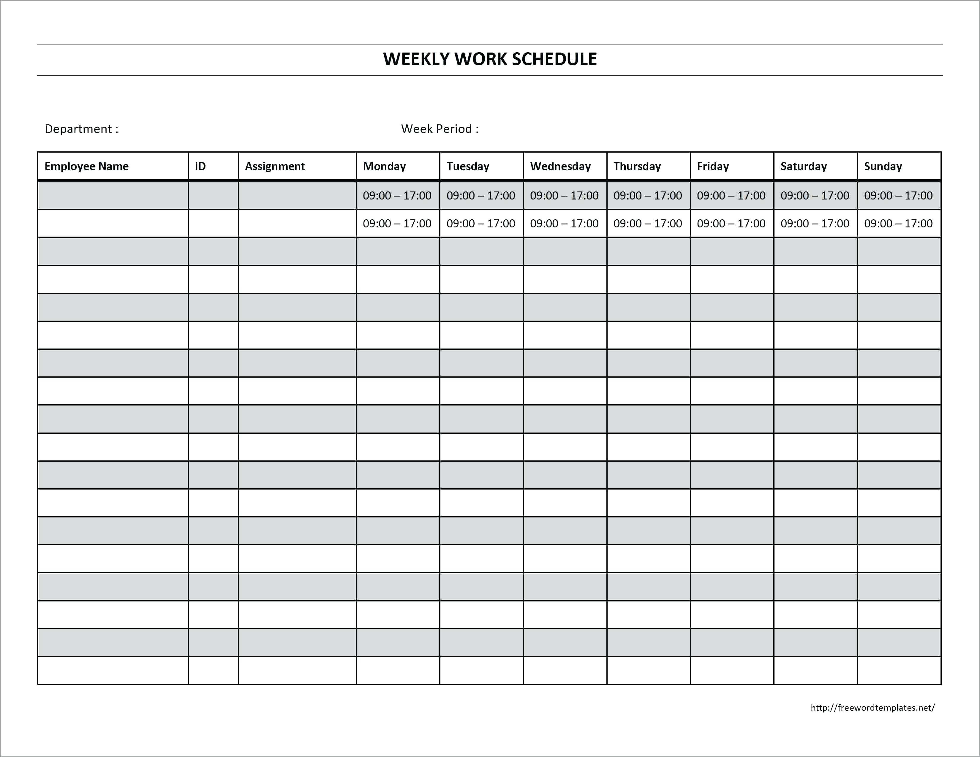 Monthly Work Schedule Template Printable – Wovensheet.co Inside Blank Monthly Work Schedule Template