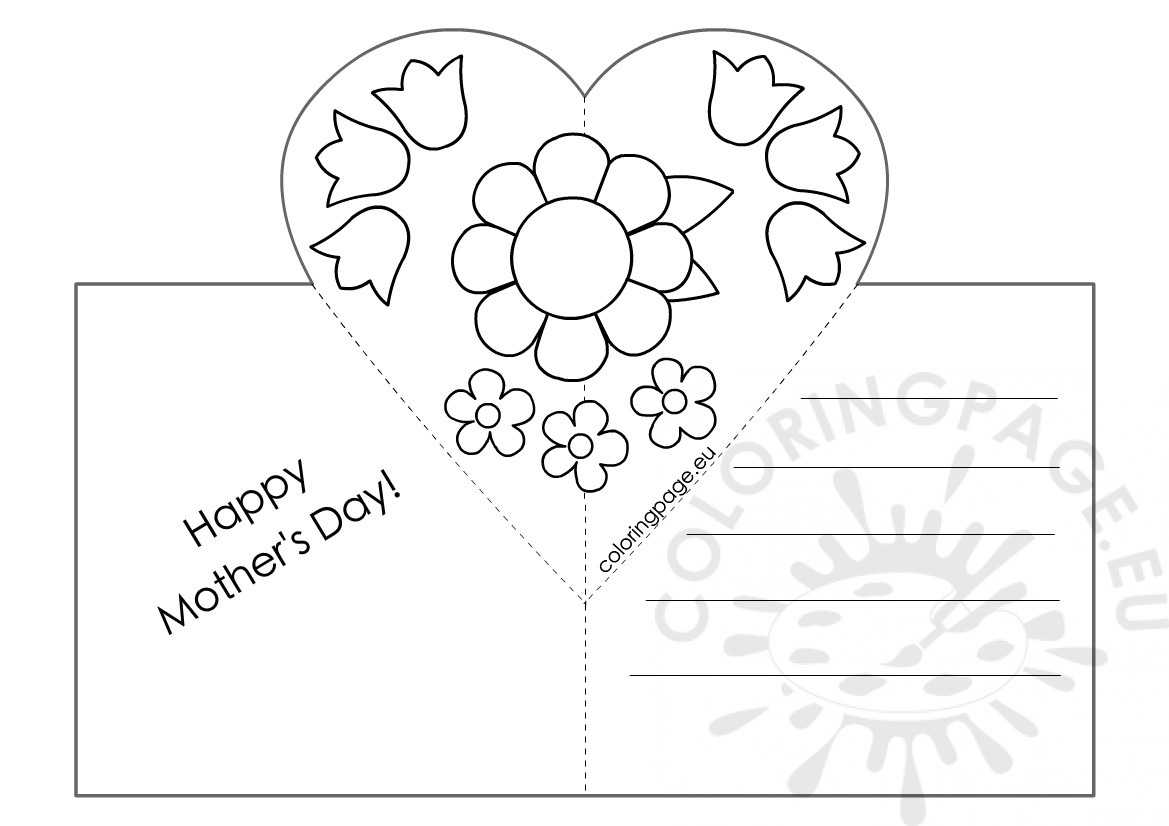 Mothers Day Card With Heart Pop Up Template – Coloring Page With Mothers Day Card Templates