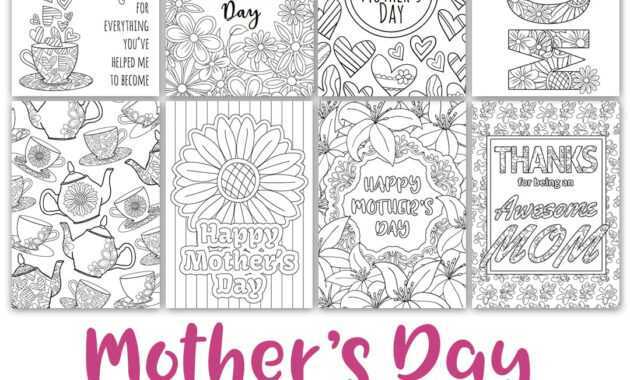 Mother's Day Coloring Cards | 8 Pack in Mothers Day Card Templates