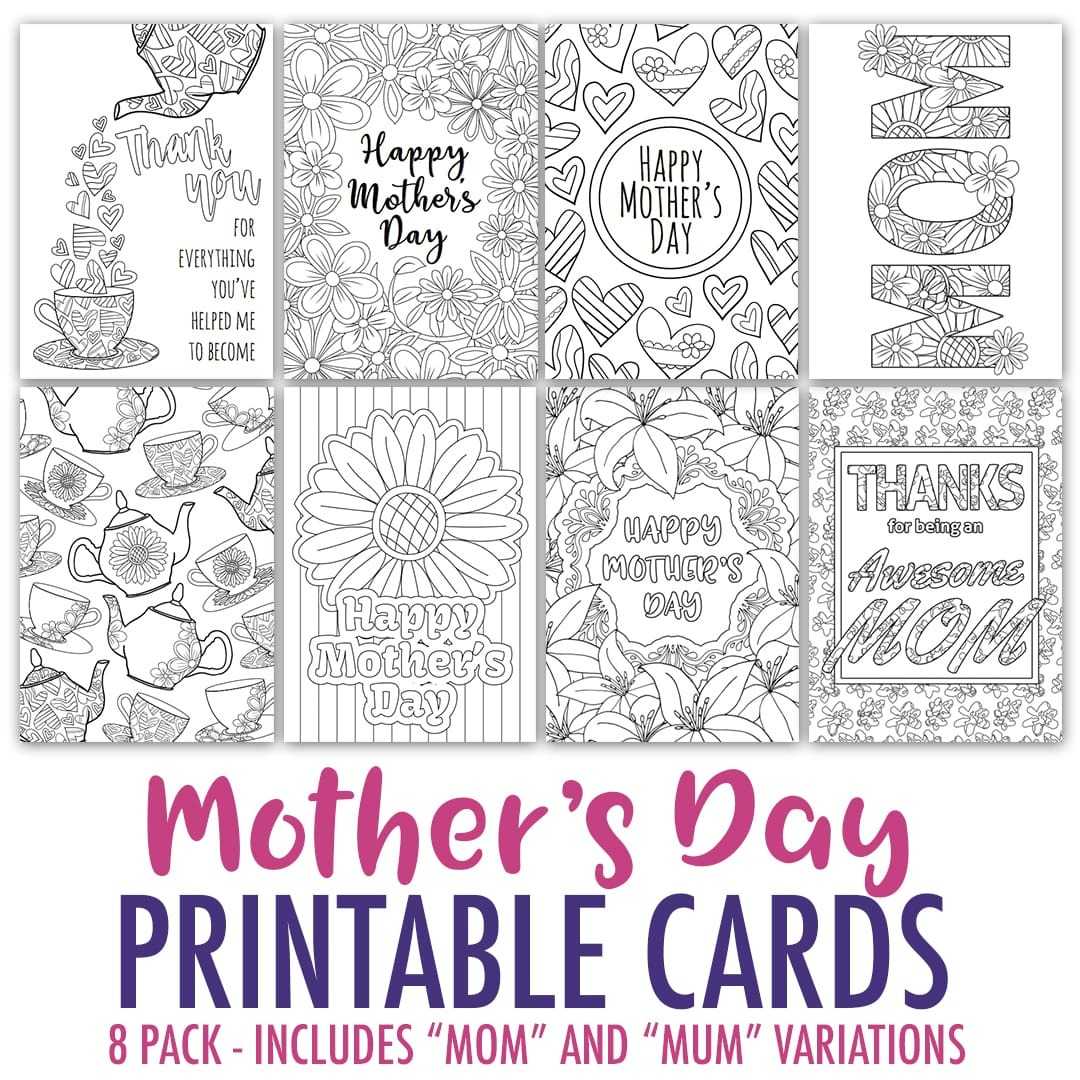 Mother's Day Coloring Cards | 8 Pack In Mothers Day Card Templates