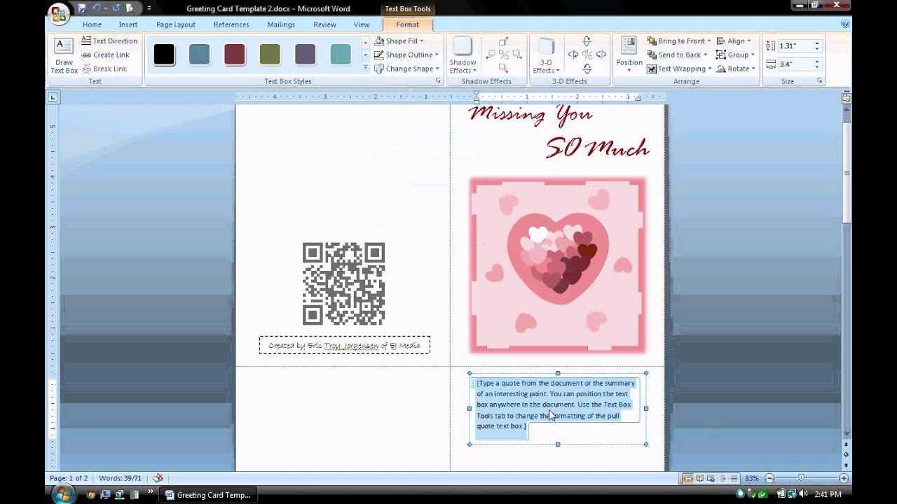 Ms Word Tutorial (Part 1) - Greeting Card Template, Inserting And  Formatting Text, Rotating Text For Microsoft Word Birthday Card Template