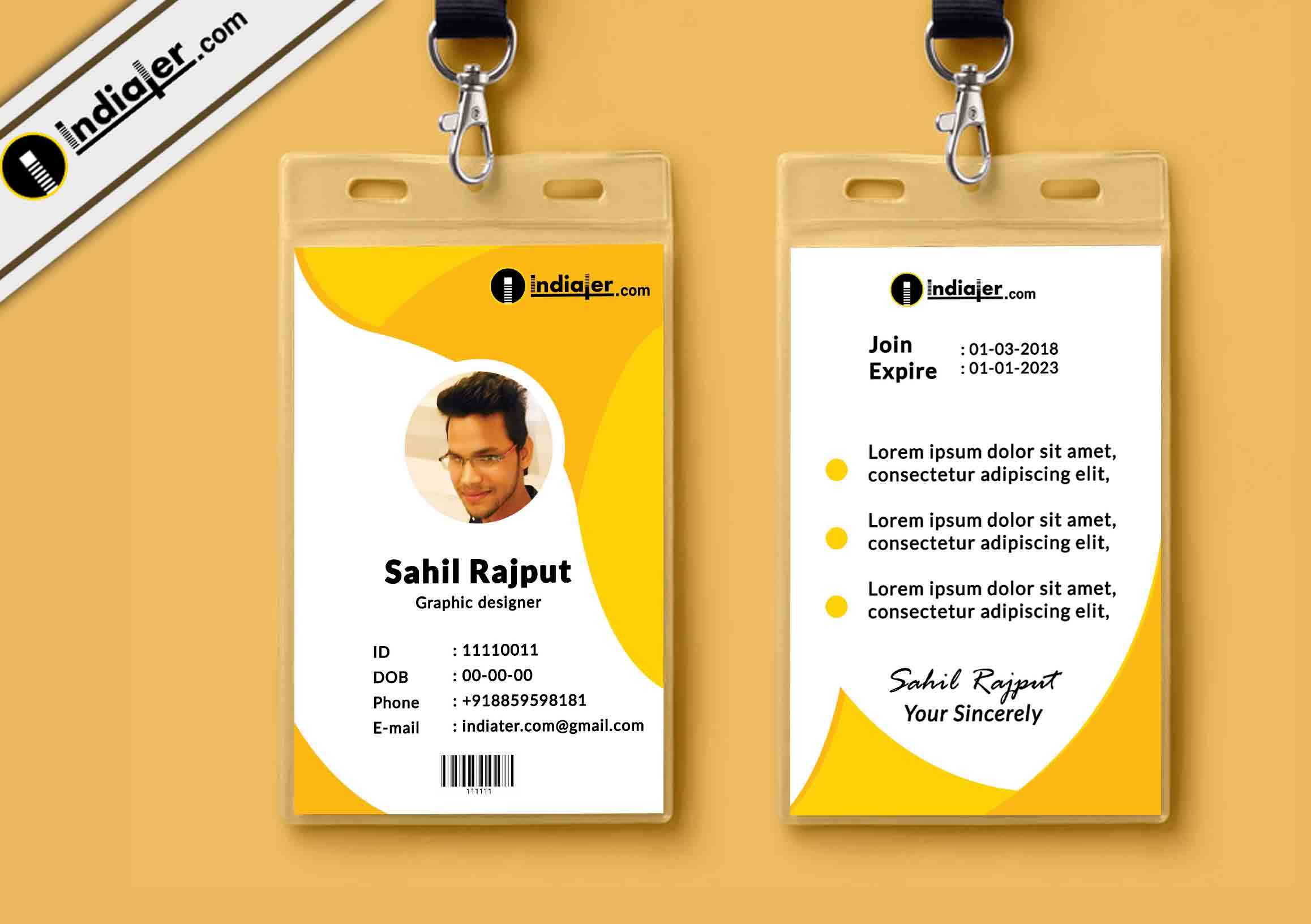 Multipurpose Corporate Office Id Card Free Psd Template For College Id Card Template Psd