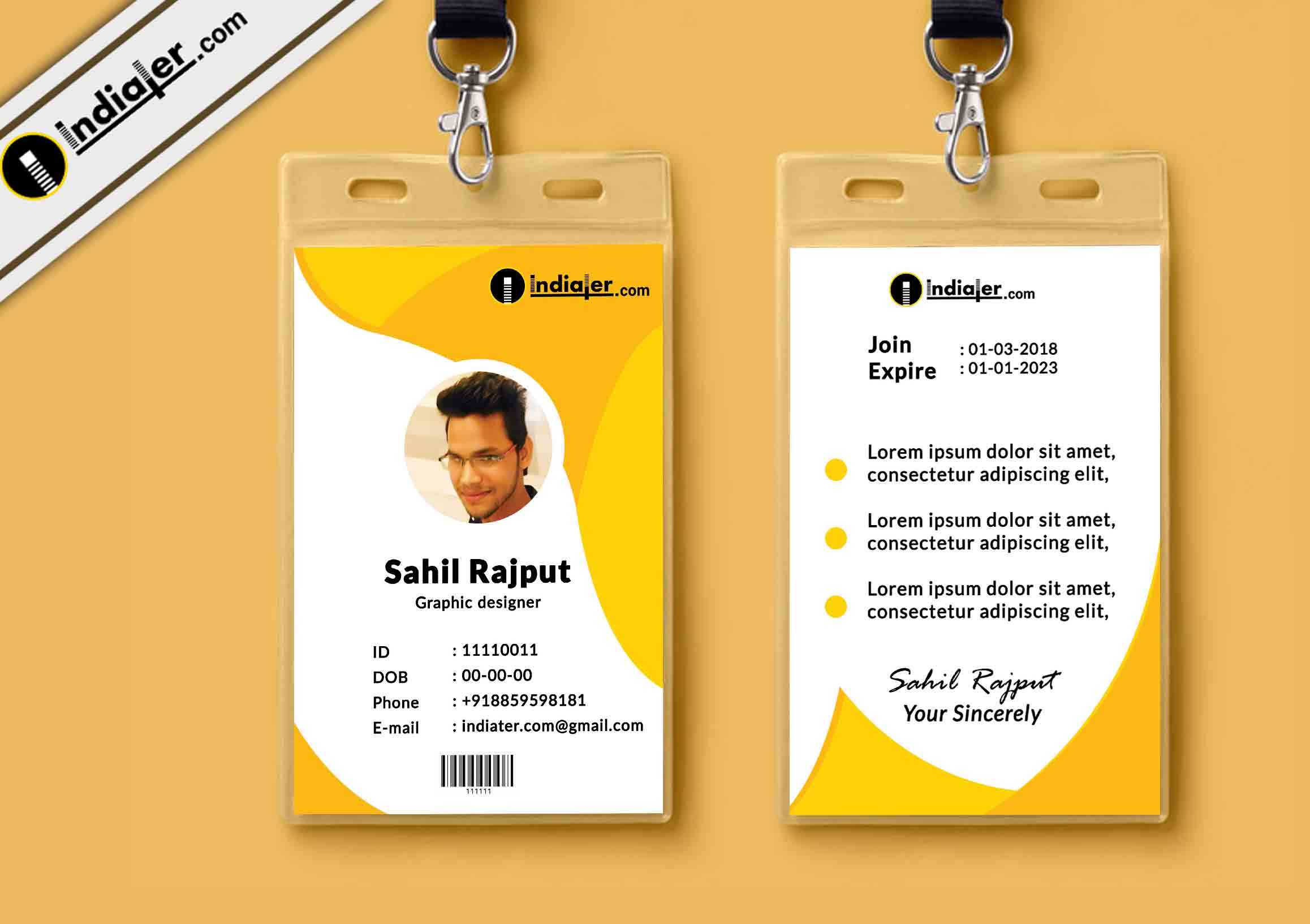 Multipurpose Corporate Office Id Card Free Psd Template With Regard To Media Id Card Templates