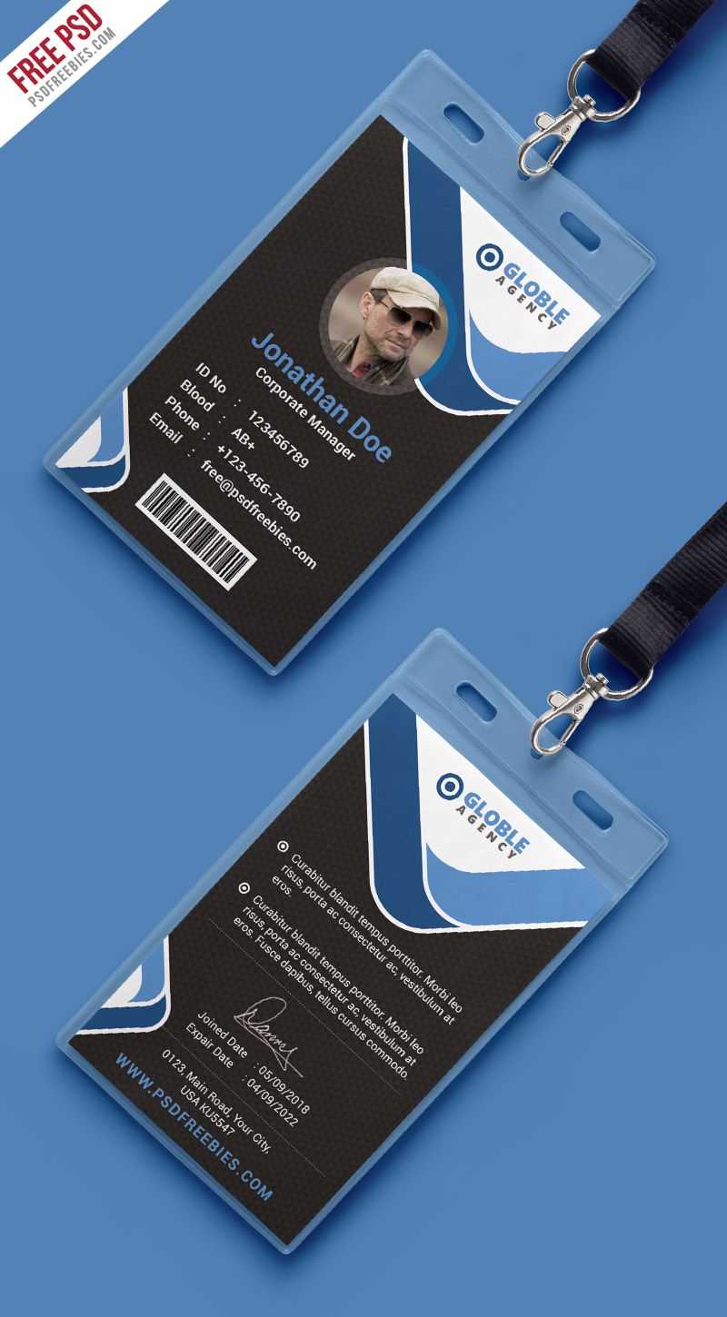 Multipurpose Dark Office Id Card Free Psd Template | Psd With Regard To Id Card Design Template Psd Free Download