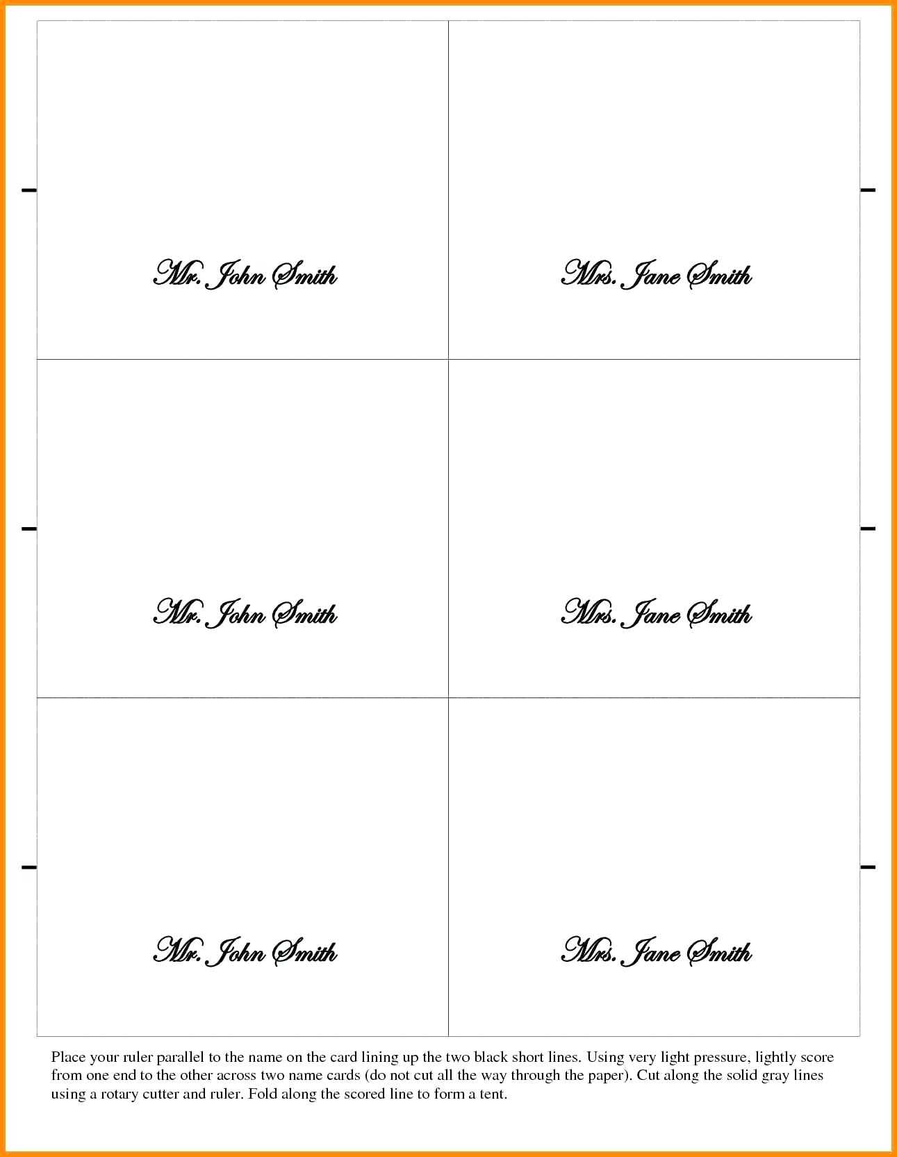 Name Tent Template – Wepage.co Within Fold Over Place Card Template