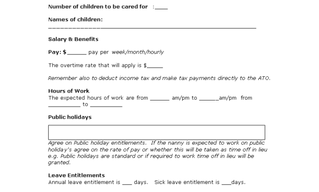 Nanny Employment Contract - | Nanny Contracts | Nanny with regard to Nanny Contract Template Word