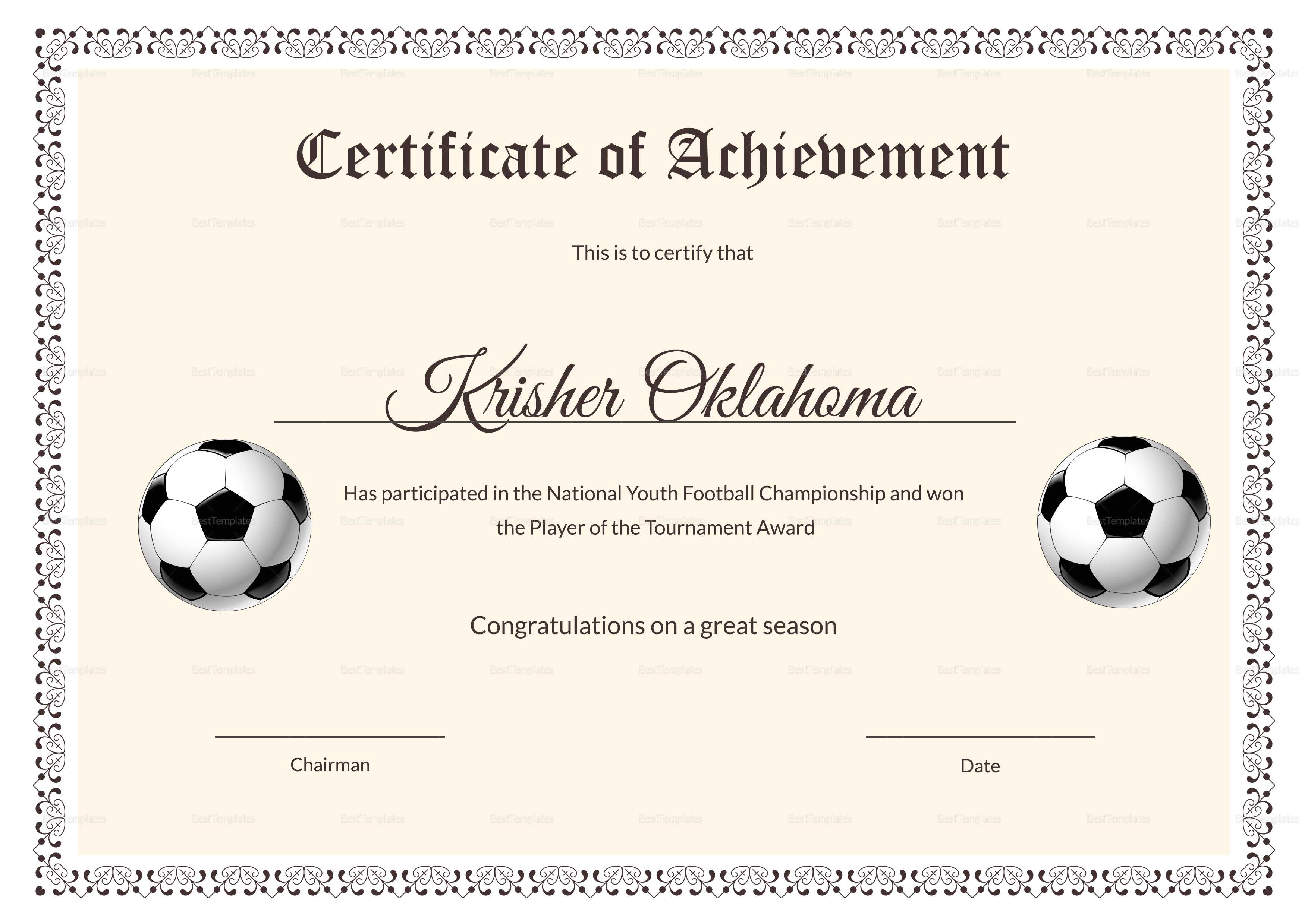 National Youth Football Certificate Template Within Football Certificate Template