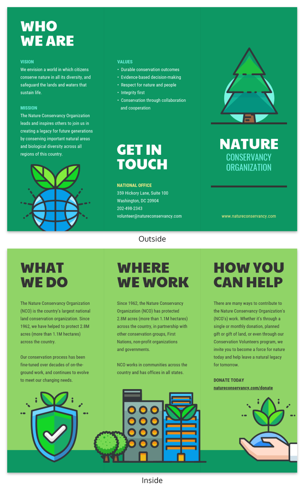 Nature Tri Fold Brochure Template – Venngage Within Volunteer Brochure Template