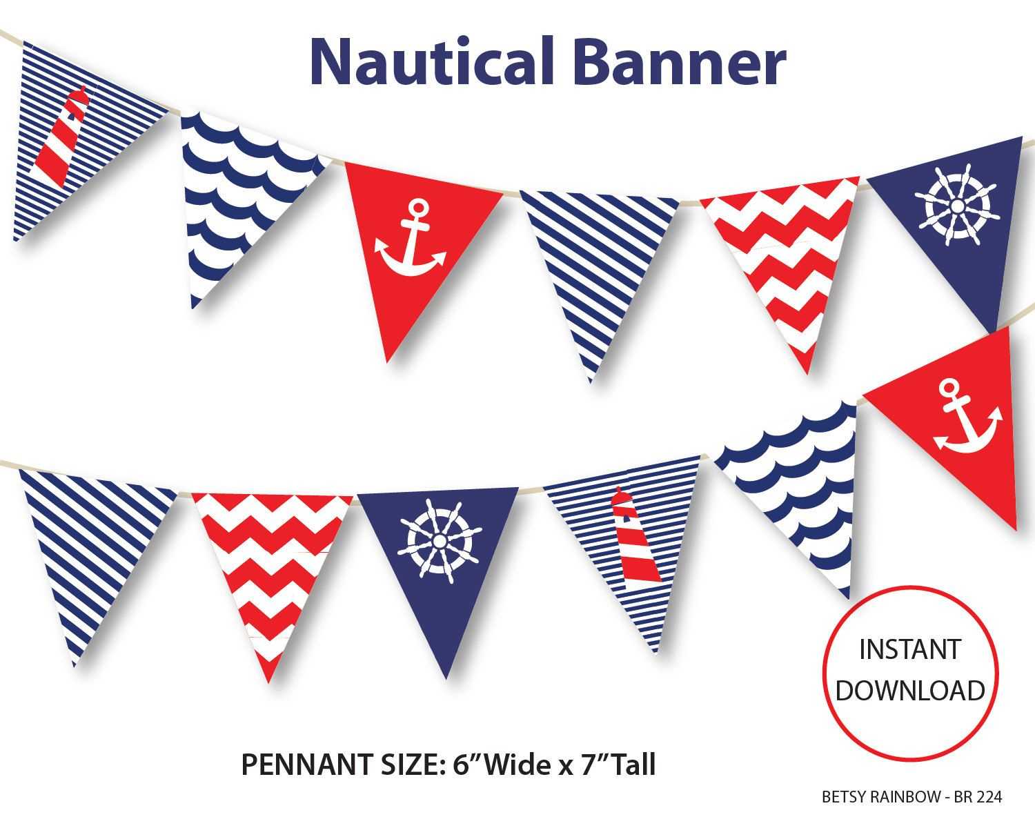Nautical Banner, Printable Banner, Nautical, Diy Party, Navy Throughout Nautical Banner Template