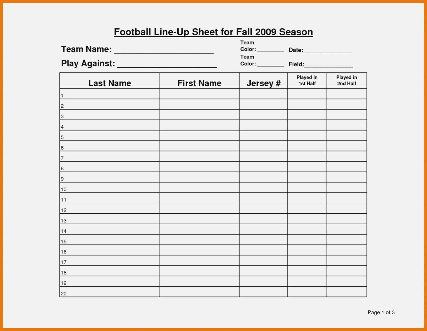 New Blank Roster Sheet #exceltemplate #xls #xlstemplate With Regard To Blank Football Depth Chart Template
