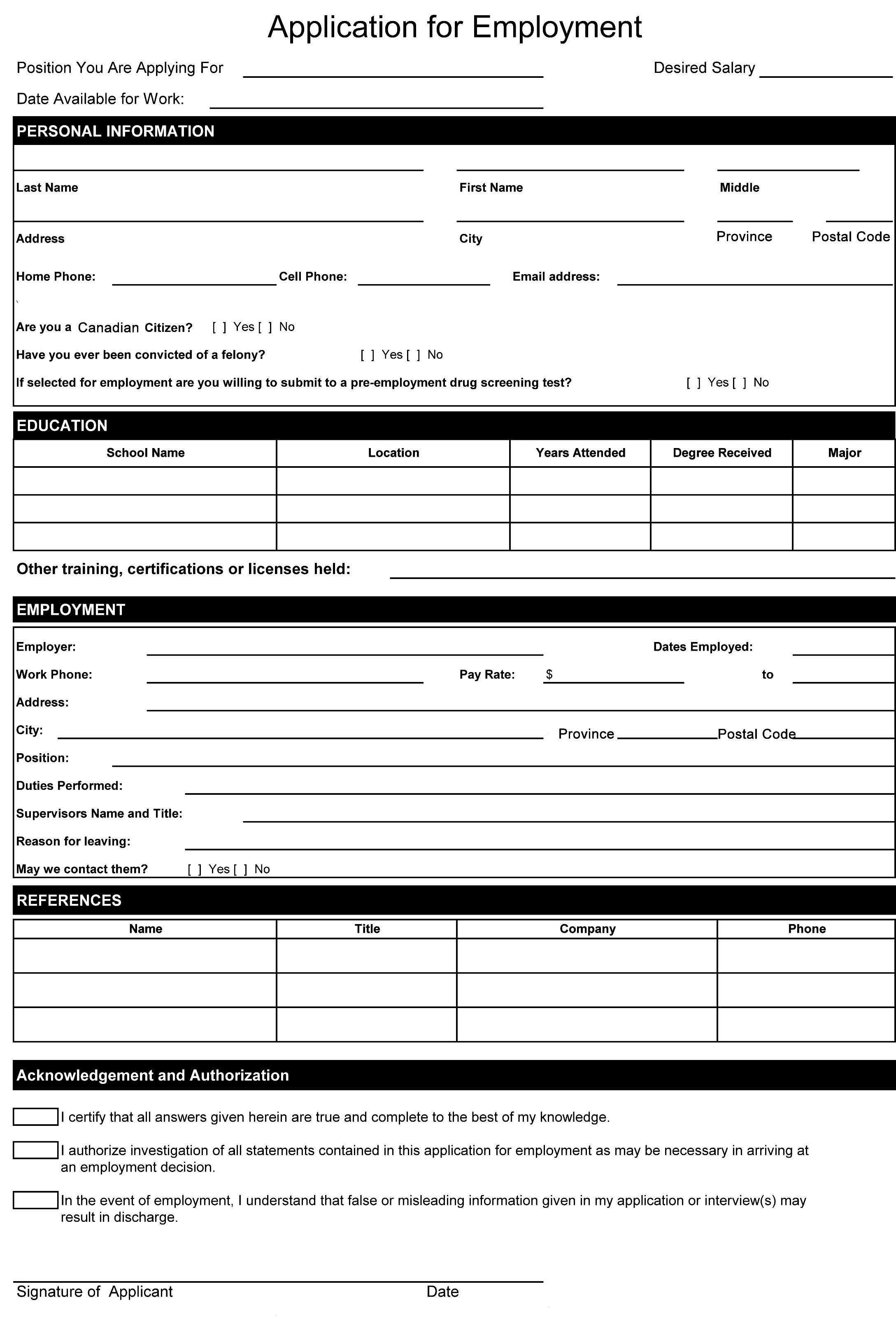 New Job Application Templates #xls #xlsformat #xlstemplates Intended For Employment Application Template Microsoft Word