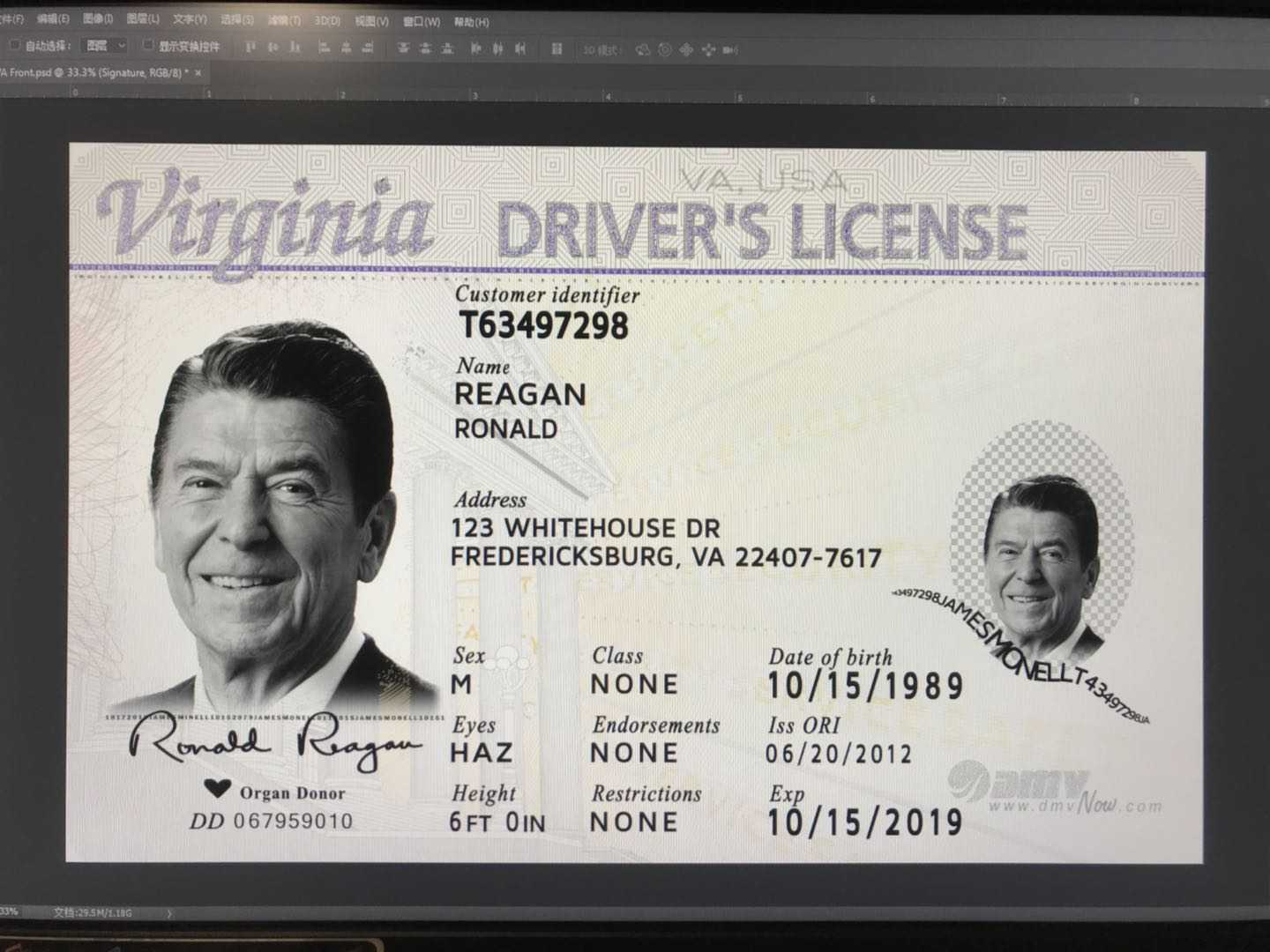 New Virginia Card With Uv Va Id Card Template With Transparent Ghost Va Id  Dl Regarding Florida Id Card Template