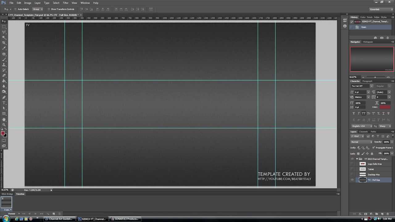 New Youtube Channel Design Banner Layout Psd Template 2013 + Png Within Youtube Banner Size Template