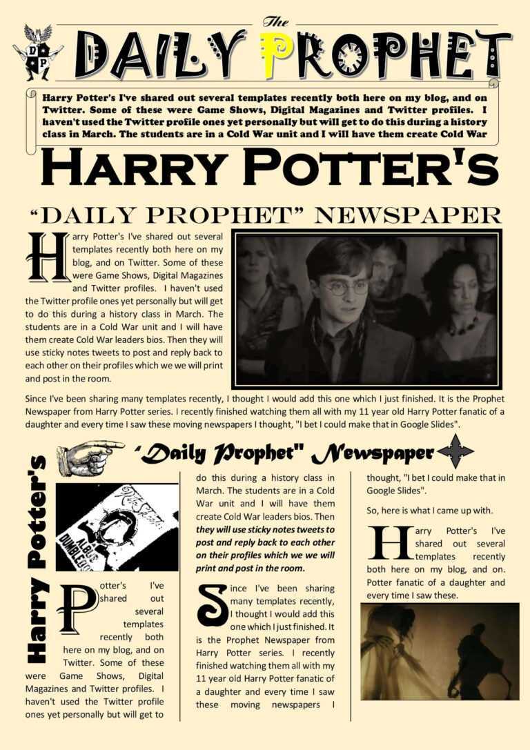 Newspaper Article Template Google Docs Harry Potter Daily Pertaining To