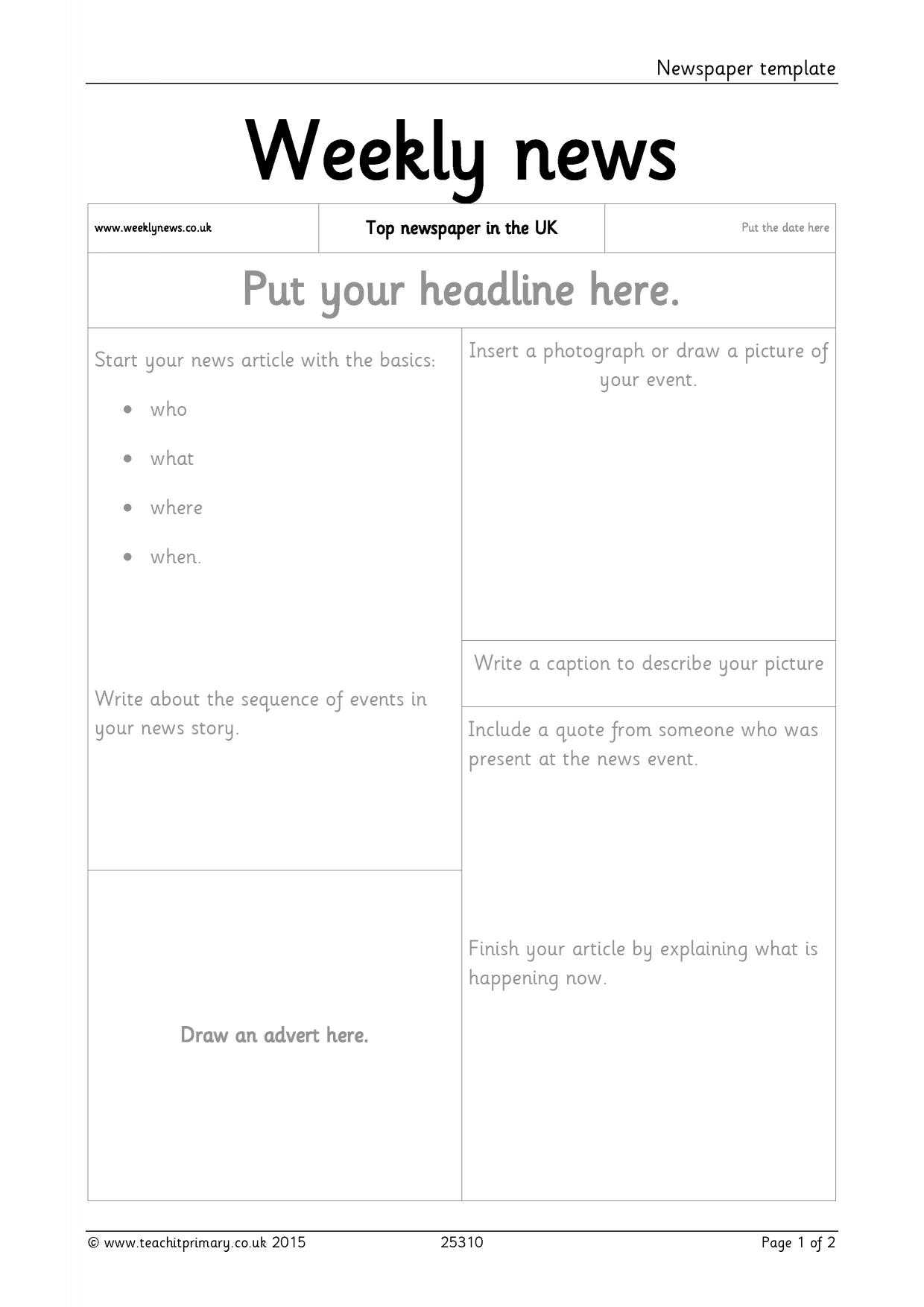 Newspaper Template Inside News Report Template