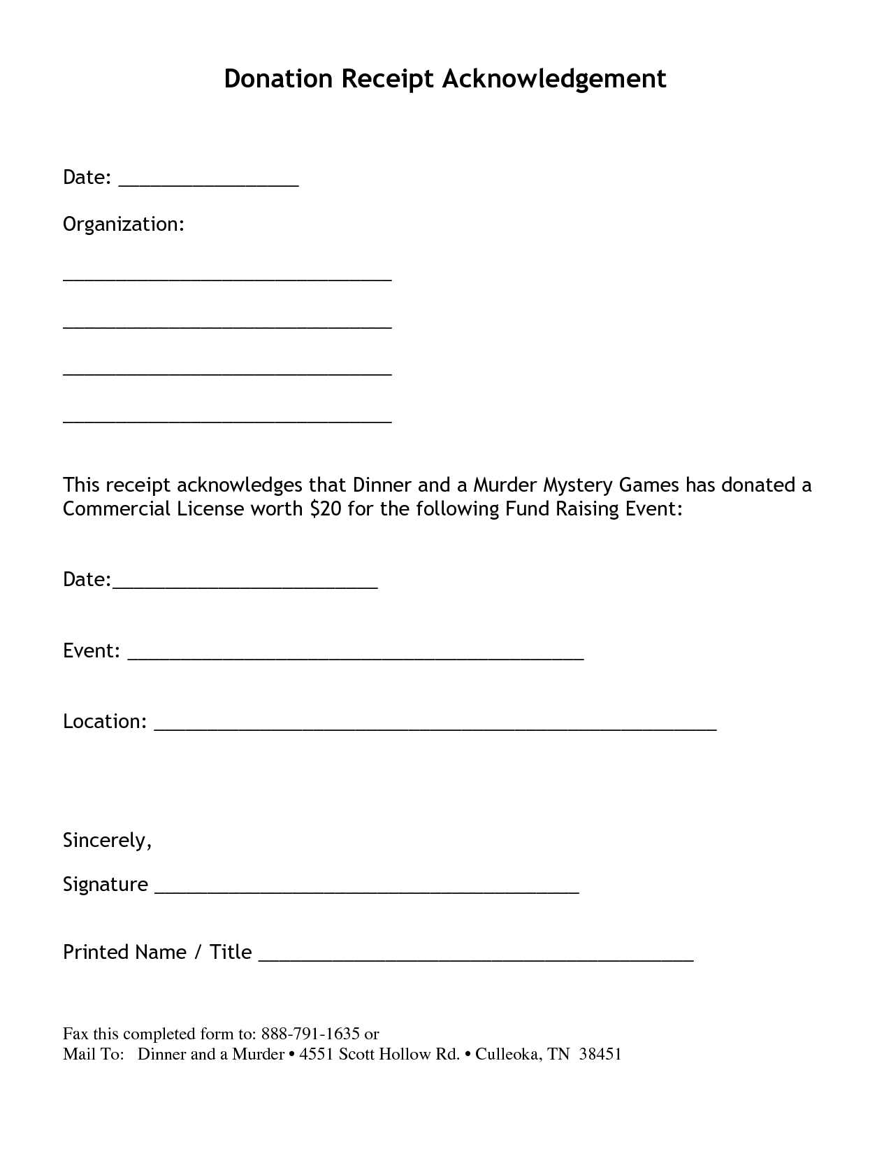 Non Profit Donation Receipt Letter | Things & Stuff For Jct Practical Completion Certificate Template