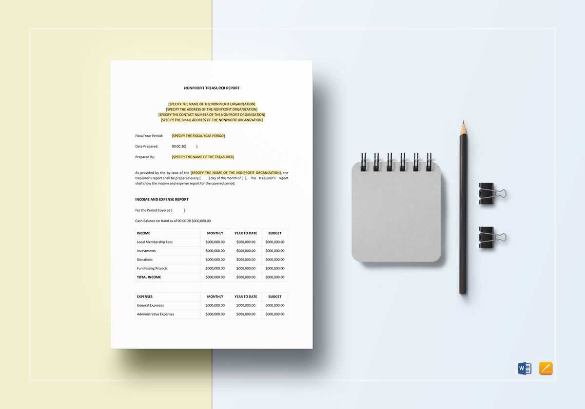 Non Profit Treasurer Report Template With Regard To Non Profit Treasurer Report Template