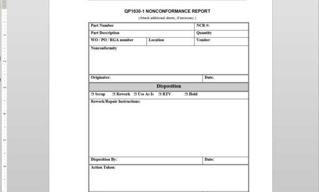 Nonconformance Report Iso Template | Qp1030-1 with Non Conformance Report Form Template