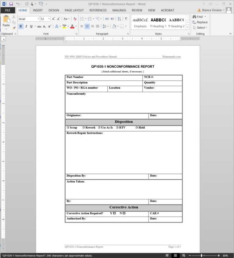 Internal Audit Report Template Iso 9001