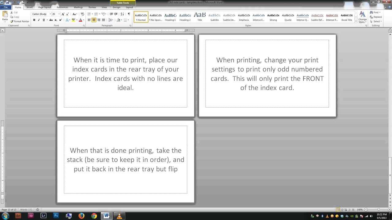 Note/index Cards – Word Template For Word Cue Card Template