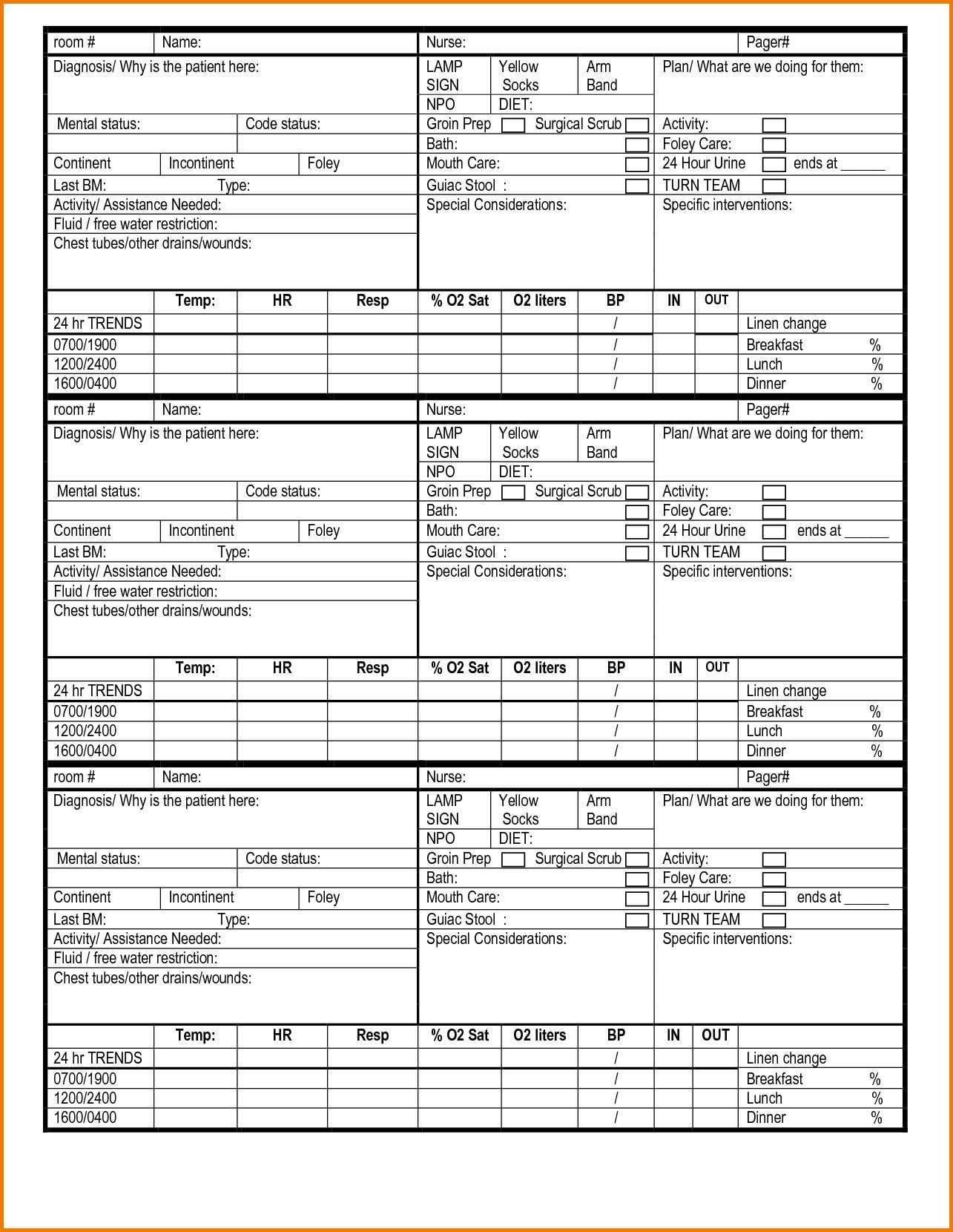 Nurses Report Template – Printable Year Calendar In Nursing Handoff Report Template